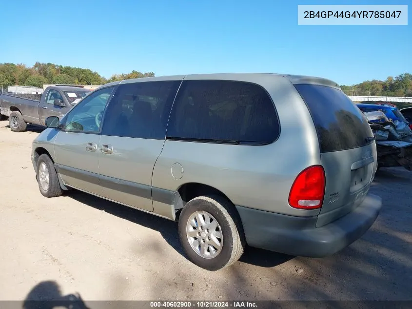 2000 Dodge Grand Caravan Se VIN: 2B4GP44G4YR785047 Lot: 40602900