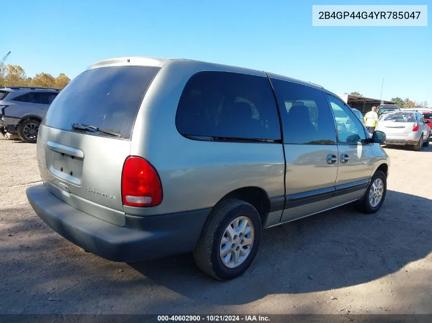 2000 Dodge Grand Caravan Se VIN: 2B4GP44G4YR785047 Lot: 40602900