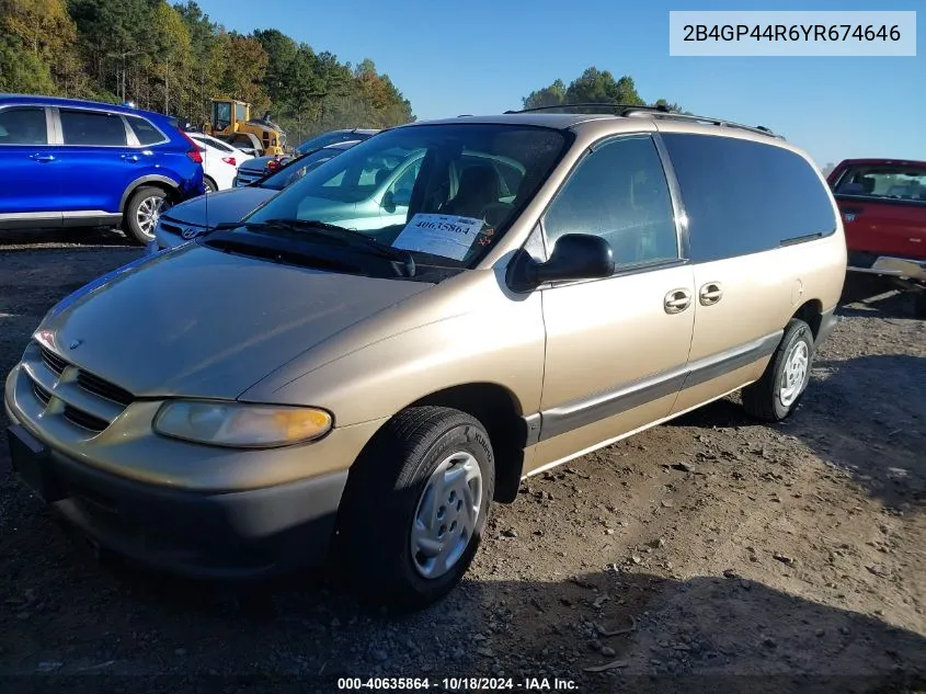 2000 Dodge Grand Caravan Se VIN: 2B4GP44R6YR674646 Lot: 40635864