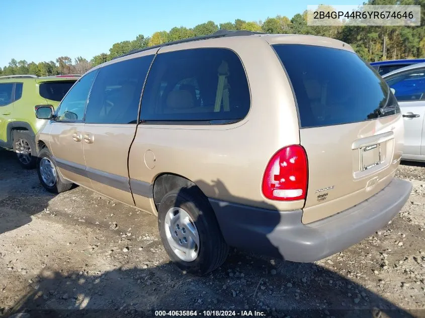 2000 Dodge Grand Caravan Se VIN: 2B4GP44R6YR674646 Lot: 40635864