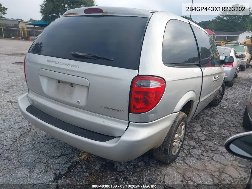 2001 Dodge Grand Caravan Sport VIN: 2B4GP443X1R233202 Lot: 40380169