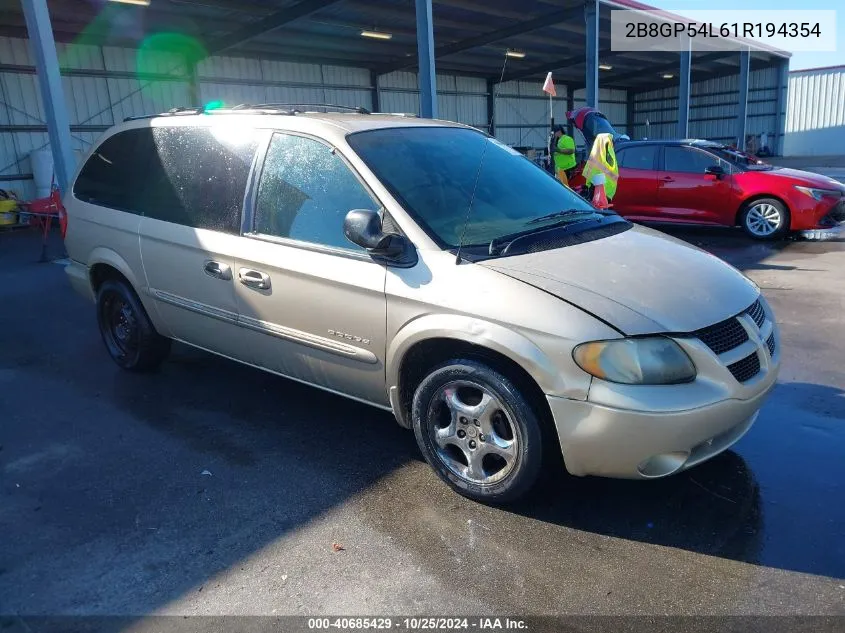 2001 Dodge Caravan Es VIN: 2B8GP54L61R194354 Lot: 40685429