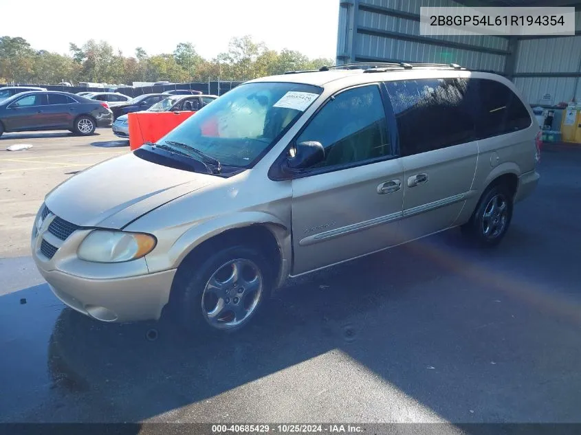 2001 Dodge Caravan Es VIN: 2B8GP54L61R194354 Lot: 40685429