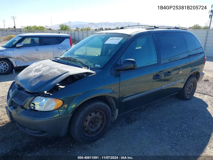 2001 Dodge Caravan Se VIN: 1B4GP25381B205724 Lot: 40811891