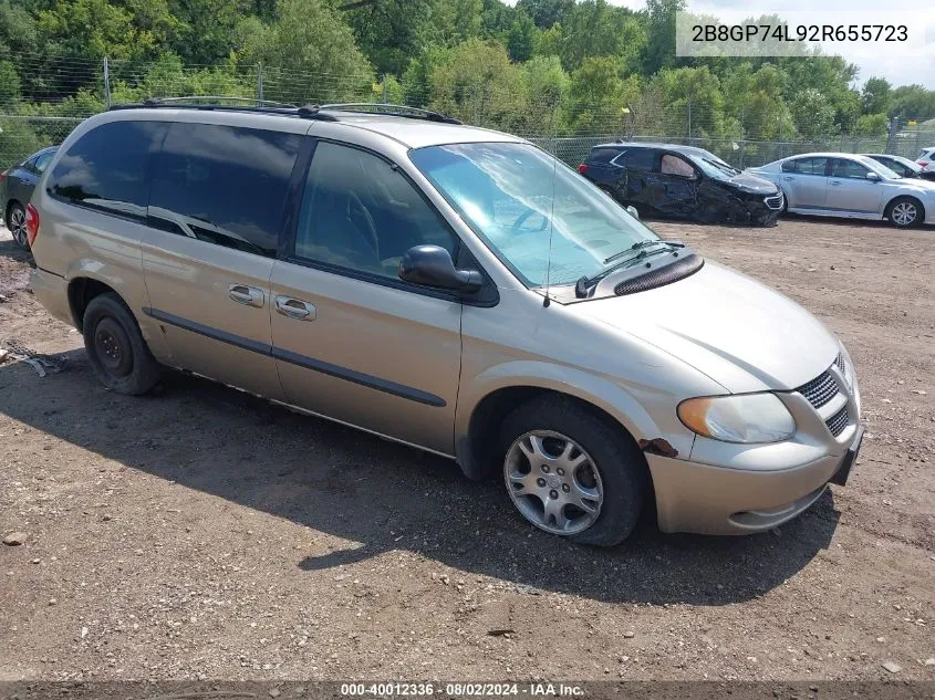 2002 Dodge Grand Caravan Ex VIN: 2B8GP74L92R655723 Lot: 40012336