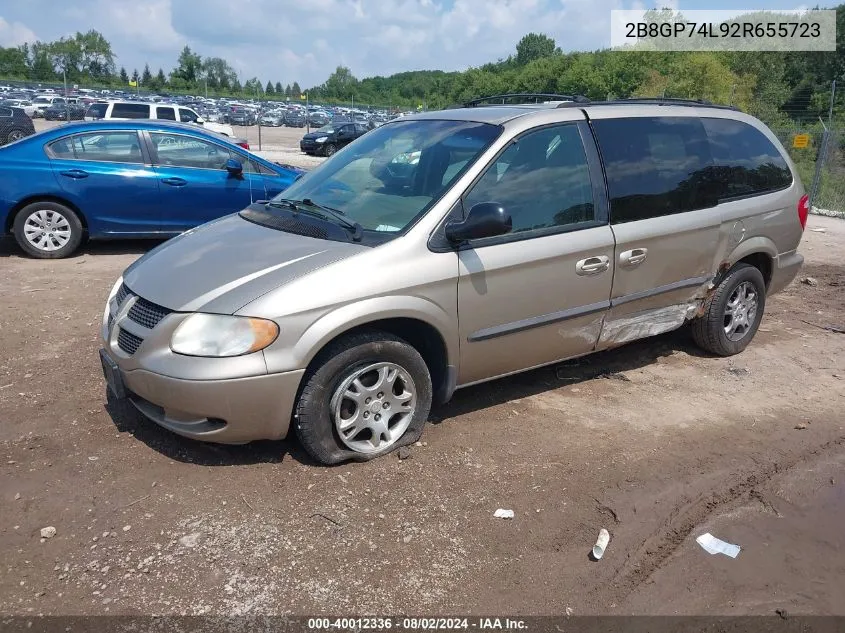 2002 Dodge Grand Caravan Ex VIN: 2B8GP74L92R655723 Lot: 40012336