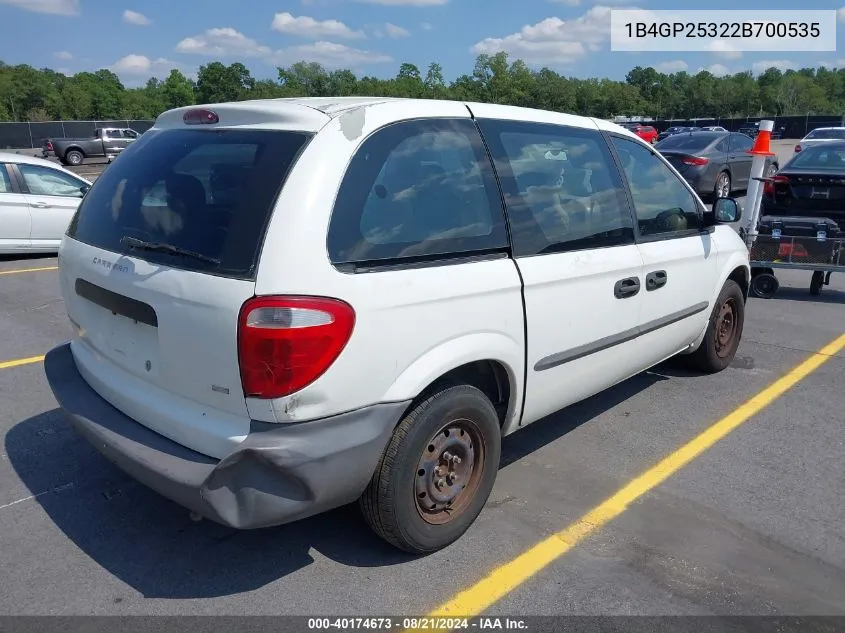 2002 Dodge Caravan Se VIN: 1B4GP25322B700535 Lot: 40174673