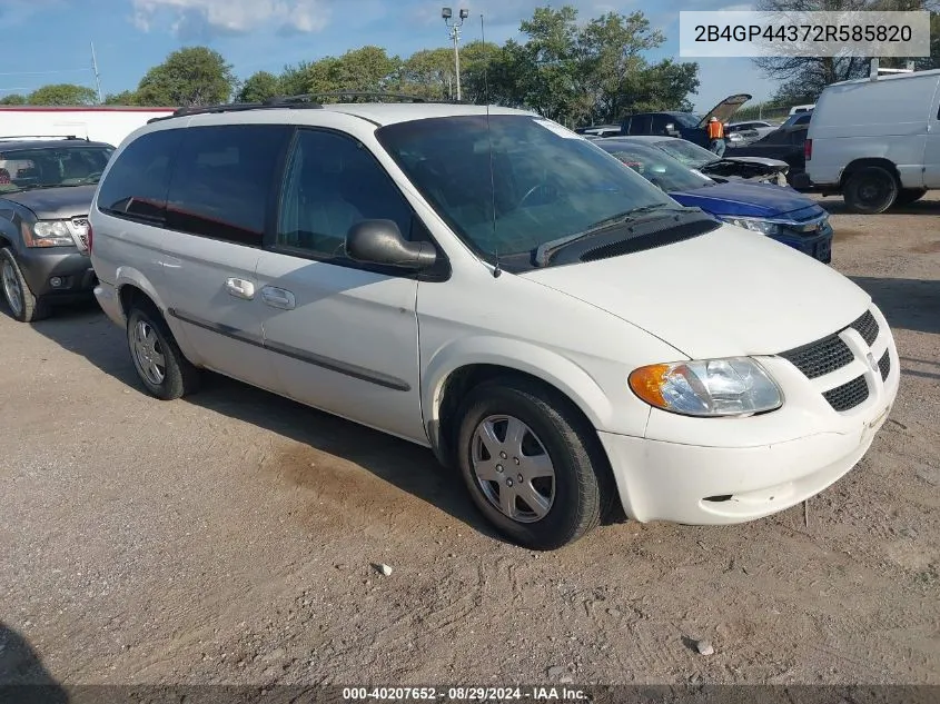 2002 Dodge Grand Caravan Sport VIN: 2B4GP44372R585820 Lot: 40207652