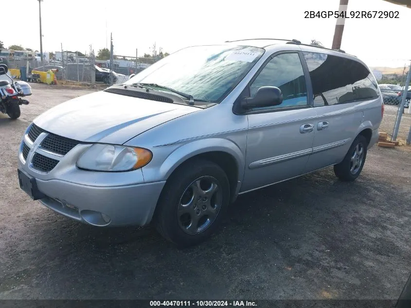 2002 Dodge Grand Caravan Es VIN: 2B4GP54L92R672902 Lot: 40470111