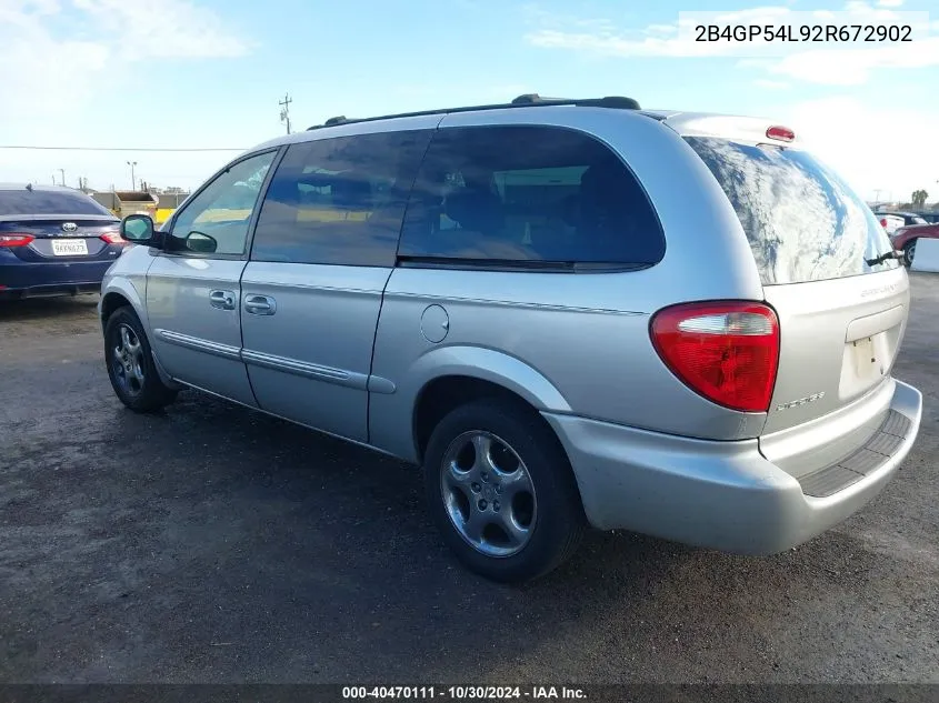 2002 Dodge Grand Caravan Es VIN: 2B4GP54L92R672902 Lot: 40470111