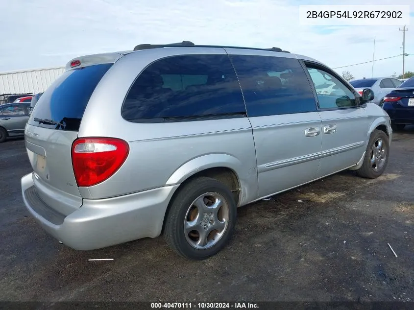 2002 Dodge Grand Caravan Es VIN: 2B4GP54L92R672902 Lot: 40470111