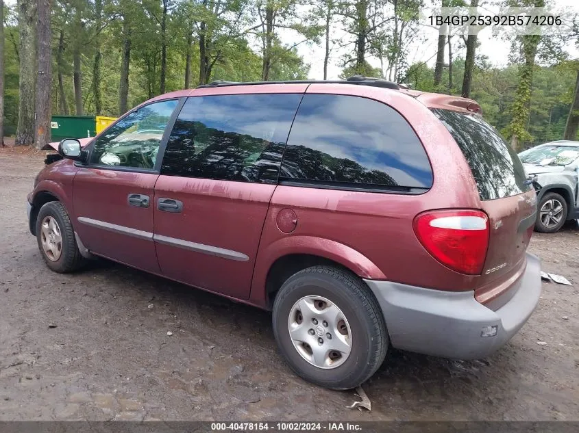 2002 Dodge Caravan Se VIN: 1B4GP25392B574206 Lot: 40478154