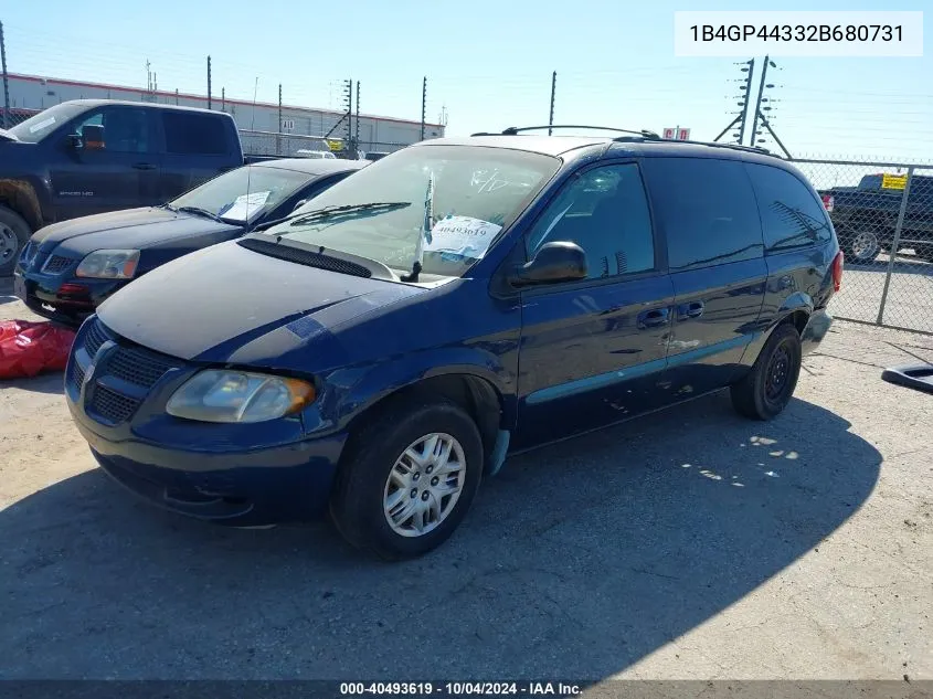 2002 Dodge Grand Caravan VIN: 1B4GP44332B680731 Lot: 40493619