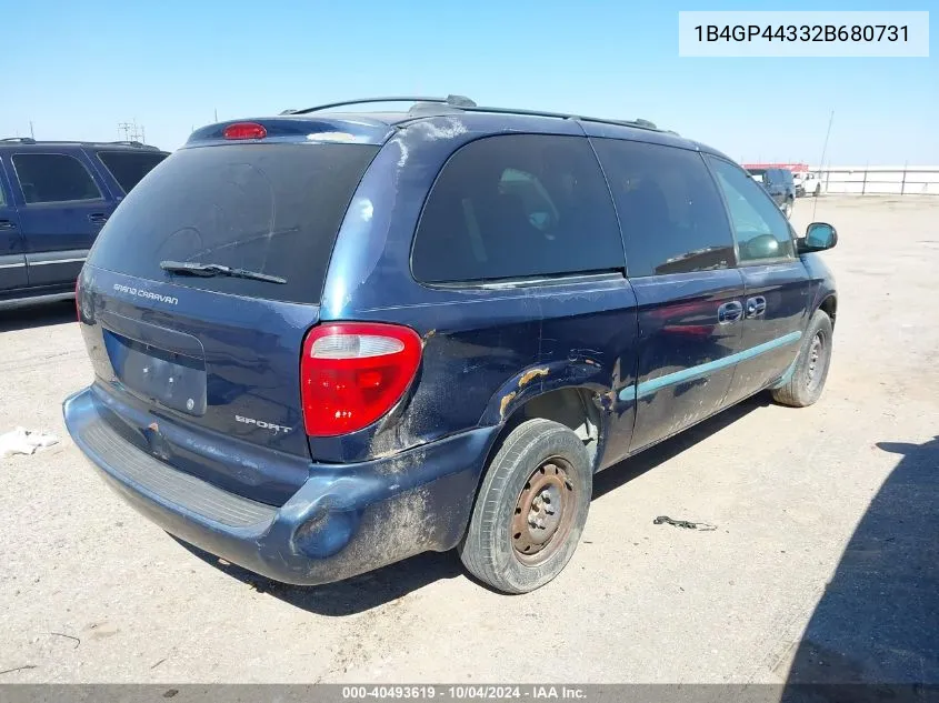 2002 Dodge Grand Caravan VIN: 1B4GP44332B680731 Lot: 40493619