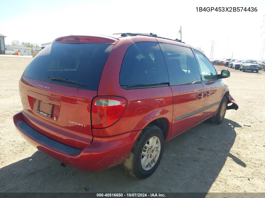 2002 Dodge Caravan Sport VIN: 1B4GP453X2B574436 Lot: 40516650