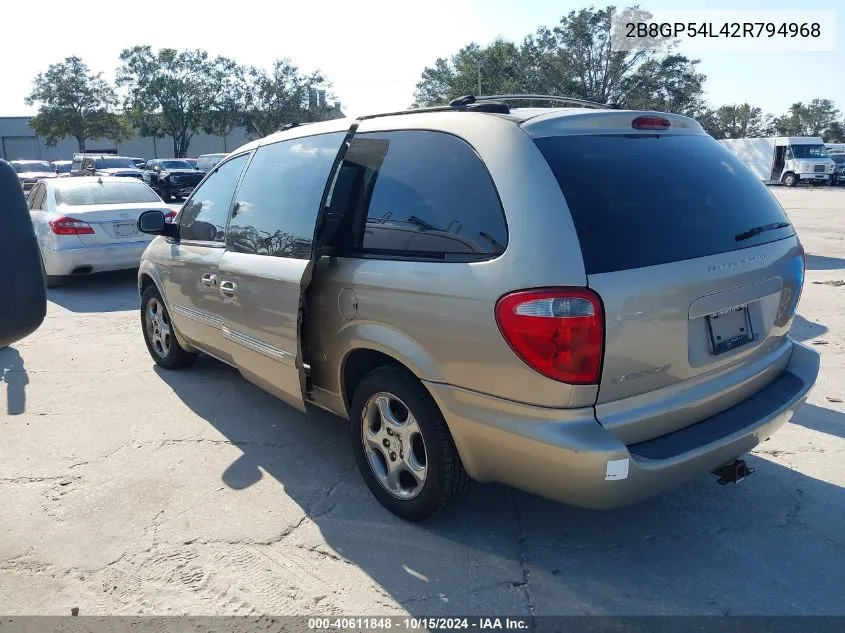 2002 Dodge Grand Caravan Es VIN: 2B8GP54L42R794968 Lot: 40611848