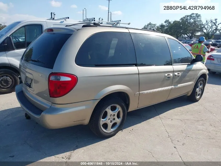 2002 Dodge Grand Caravan Es VIN: 2B8GP54L42R794968 Lot: 40611848