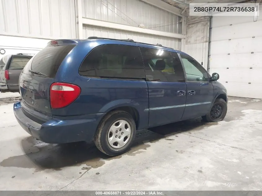 2B8GP74L72R736638 2002 Dodge Grand Caravan Ex