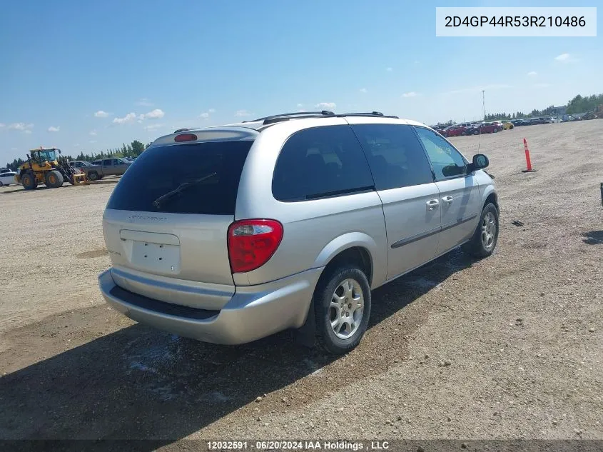 2003 Dodge Grand Caravan VIN: 2D4GP44R53R210486 Lot: 12032591