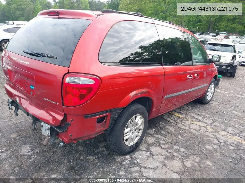 2003 Dodge Grand Caravan Sport VIN: 2D4GP44313R221075 Lot: 39098155