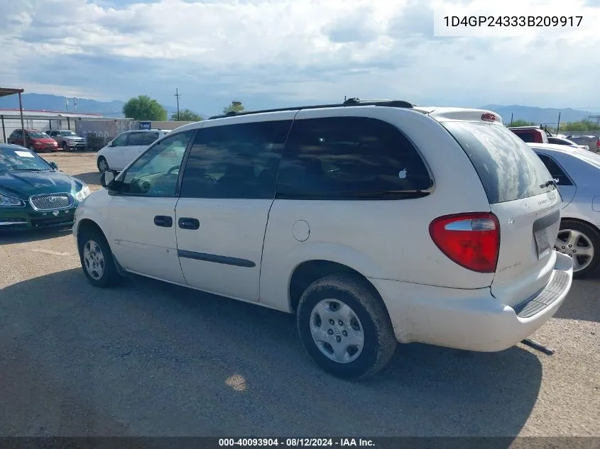 2003 Dodge Grand Caravan Se VIN: 1D4GP24333B209917 Lot: 40093904