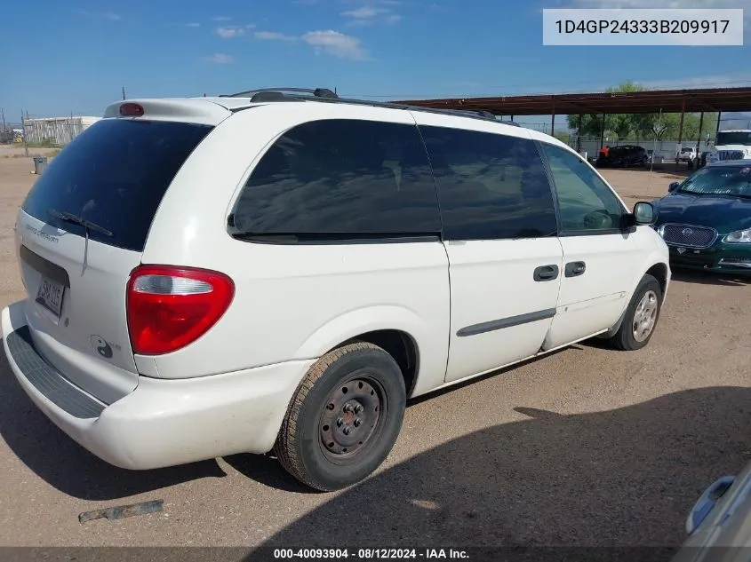 2003 Dodge Grand Caravan Se VIN: 1D4GP24333B209917 Lot: 40093904