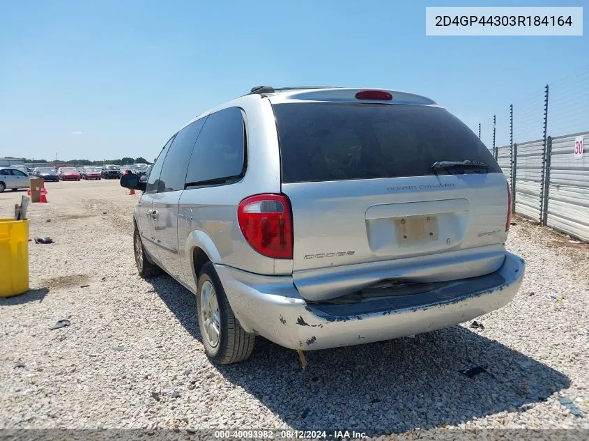 2003 Dodge Grand Caravan Sport VIN: 2D4GP44303R184164 Lot: 40093982