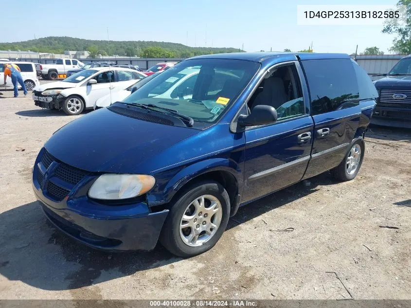 2003 Dodge Caravan Se VIN: 1D4GP25313B182585 Lot: 40100028