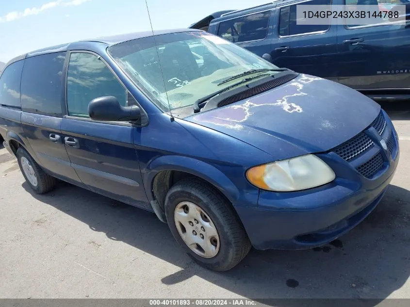 2003 Dodge Grand Caravan Se VIN: 1D4GP243X3B144788 Lot: 40101893