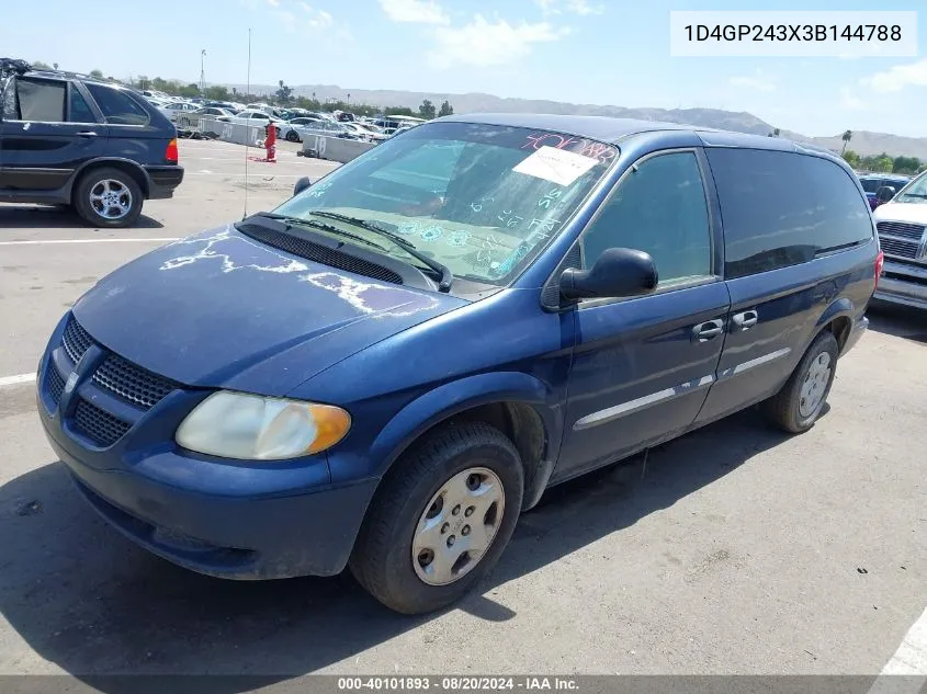 2003 Dodge Grand Caravan Se VIN: 1D4GP243X3B144788 Lot: 40101893