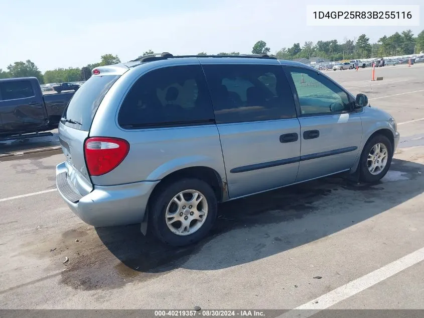 2003 Dodge Caravan Se VIN: 1D4GP25R83B255116 Lot: 40219357