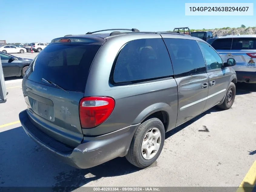 2003 Dodge Grand Caravan Se VIN: 1D4GP24363B294607 Lot: 40283384