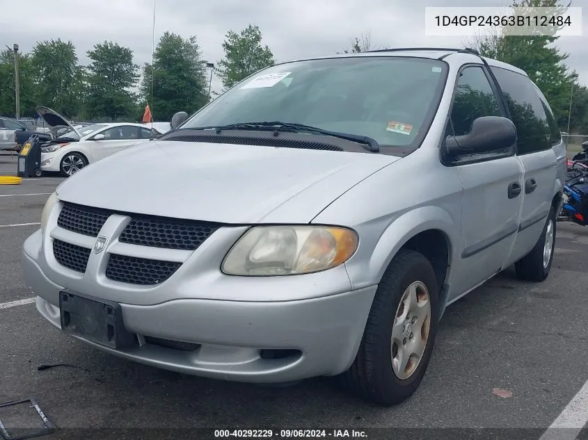 2003 Dodge Grand Caravan Se VIN: 1D4GP24363B112484 Lot: 40292229