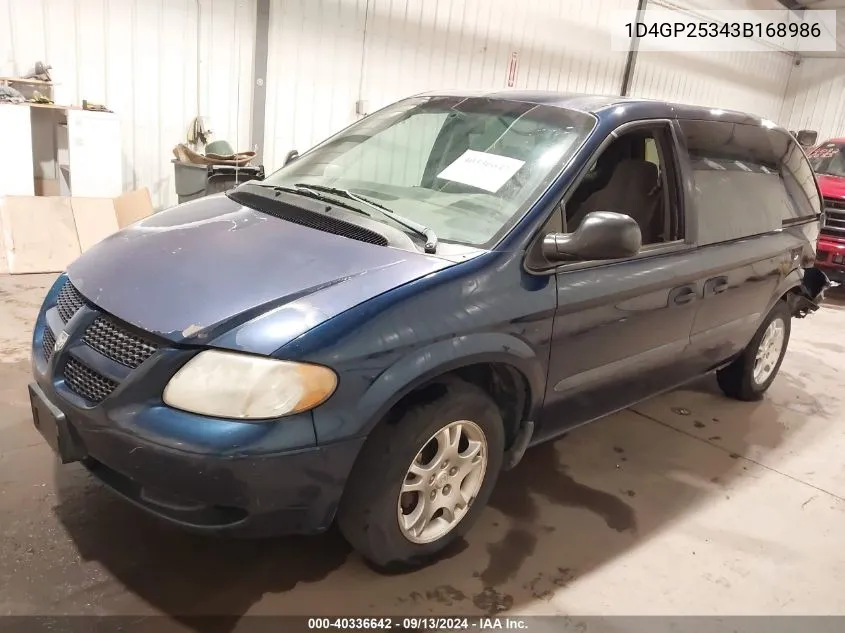 2003 Dodge Caravan Se VIN: 1D4GP25343B168986 Lot: 40336642