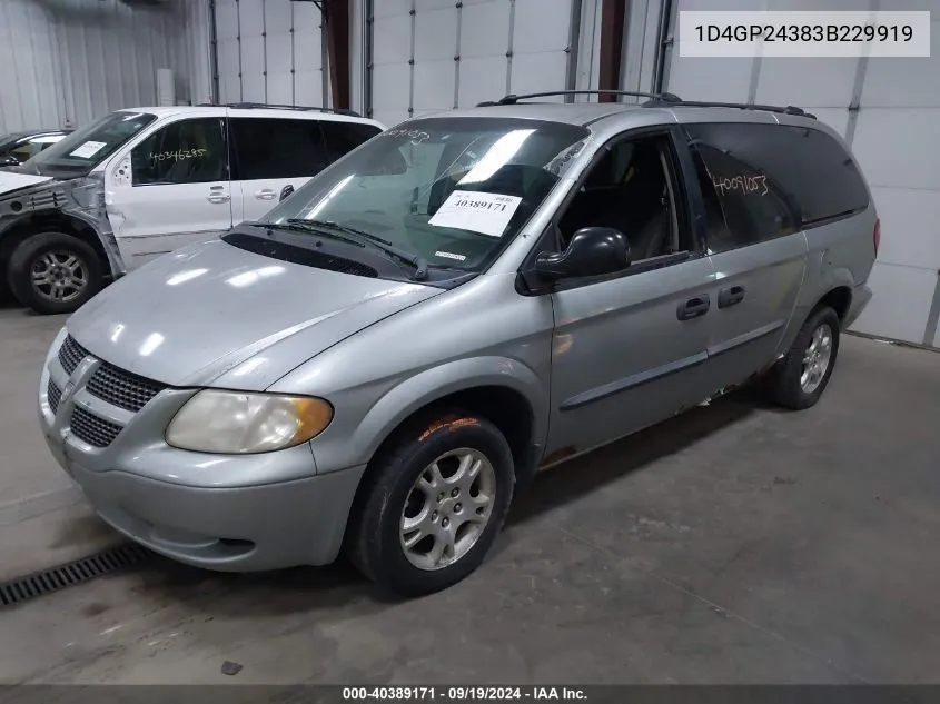 2003 Dodge Grand Caravan Se VIN: 1D4GP24383B229919 Lot: 40389171