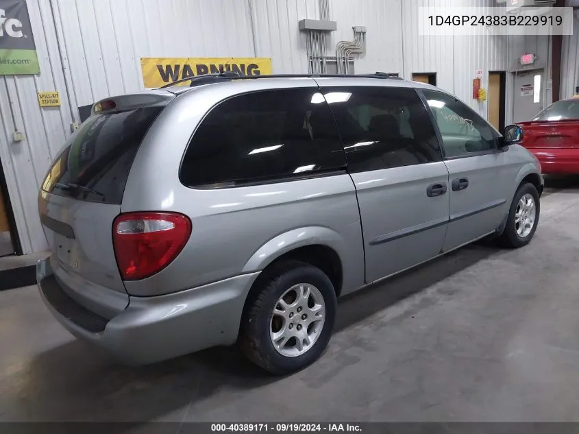 2003 Dodge Grand Caravan Se VIN: 1D4GP24383B229919 Lot: 40389171