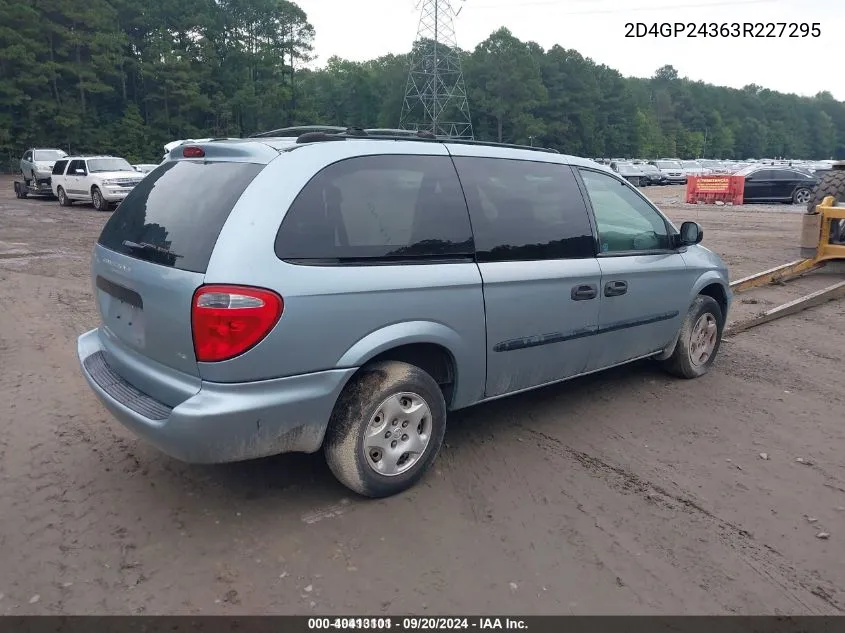 2003 Dodge Grand Caravan Se VIN: 2D4GP24363R227295 Lot: 40413101