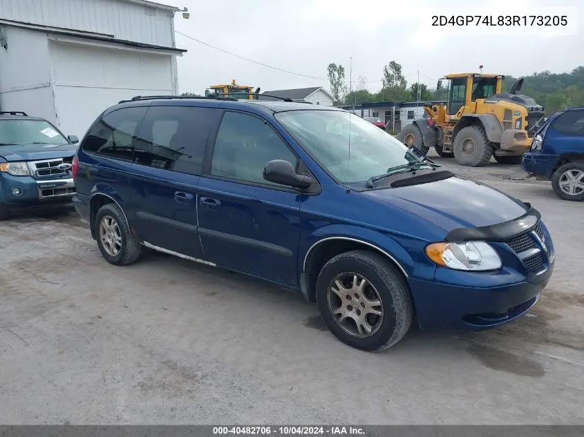 2003 Dodge Grand Caravan Ex VIN: 2D4GP74L83R173205 Lot: 40482706