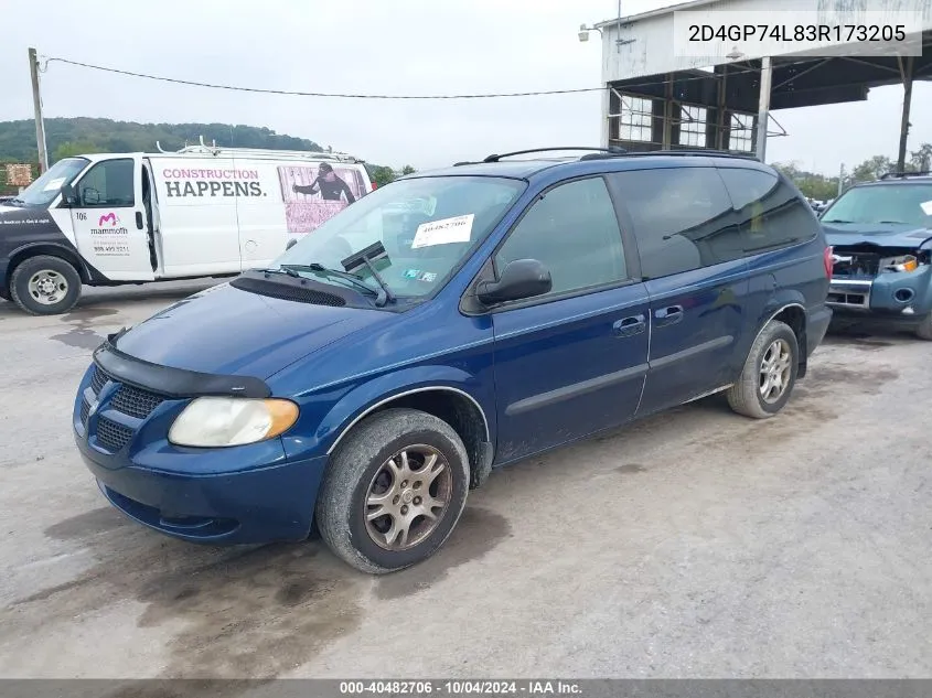 2003 Dodge Grand Caravan Ex VIN: 2D4GP74L83R173205 Lot: 40482706