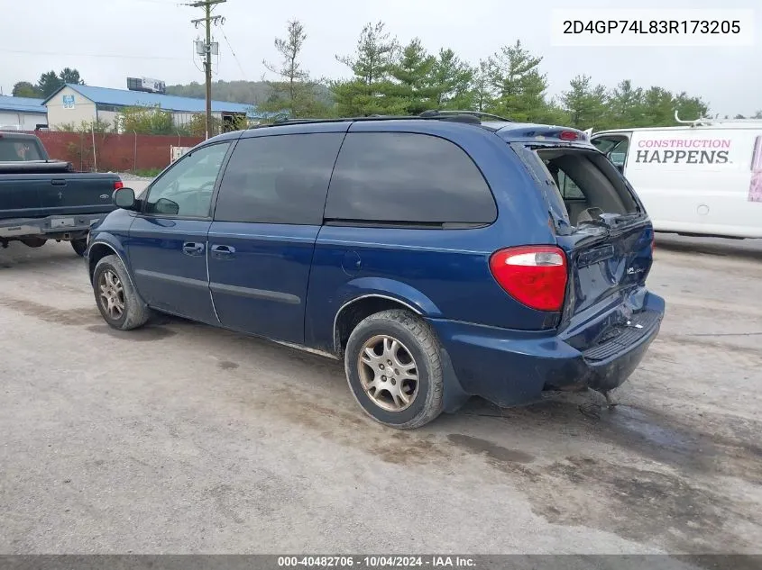 2003 Dodge Grand Caravan Ex VIN: 2D4GP74L83R173205 Lot: 40482706