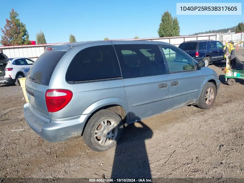 2003 Dodge Caravan Se VIN: 1D4GP25R53B317605 Lot: 40521046