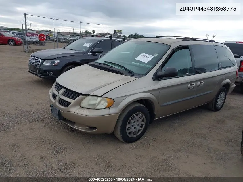 2003 Dodge Grand Caravan Sport VIN: 2D4GP44343R363775 Lot: 40525256