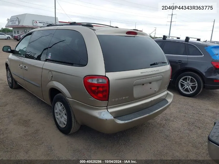 2003 Dodge Grand Caravan Sport VIN: 2D4GP44343R363775 Lot: 40525256