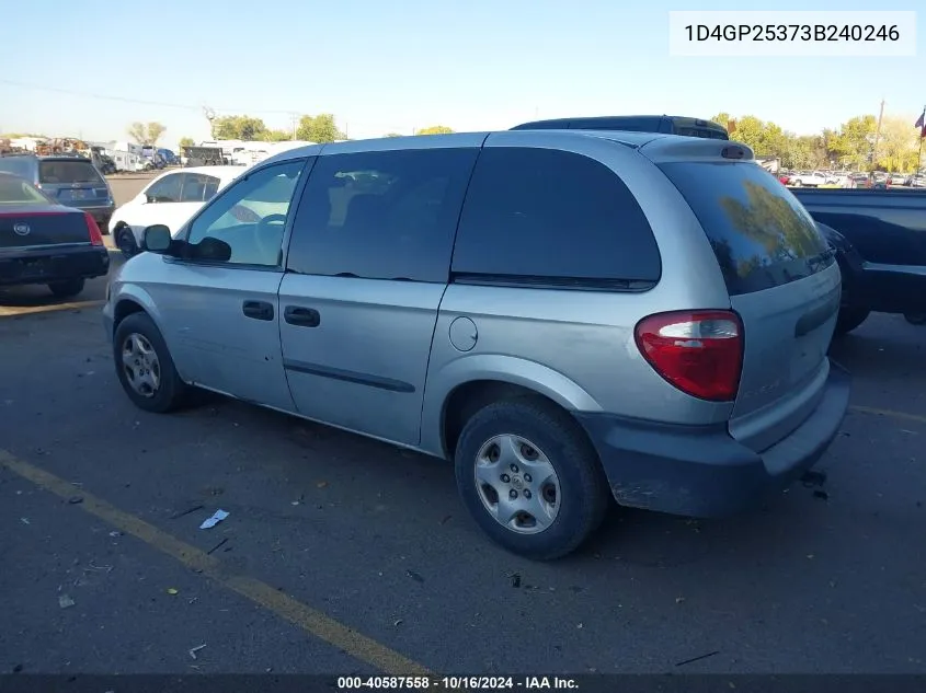 2003 Dodge Caravan Se VIN: 1D4GP25373B240246 Lot: 40587558