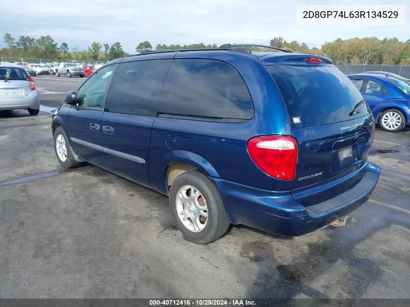 2003 Dodge Grand Caravan Ex VIN: 2D8GP74L63R134529 Lot: 40712416