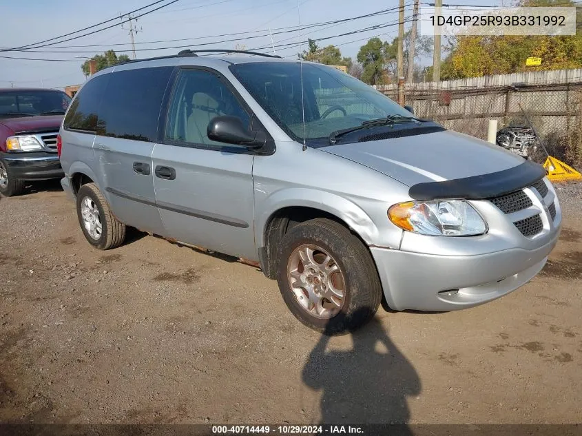 2003 Dodge Caravan Se VIN: 1D4GP25R93B331992 Lot: 40714449