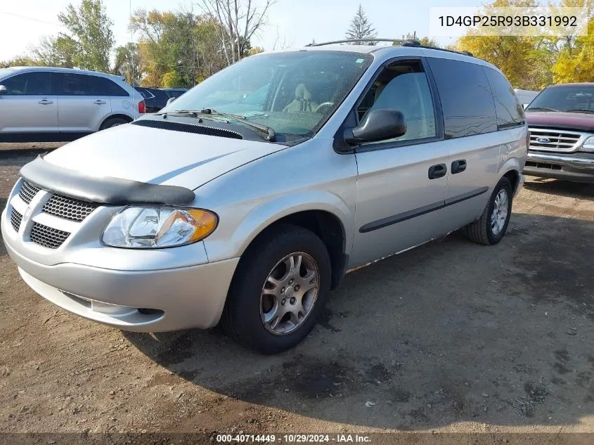 2003 Dodge Caravan Se VIN: 1D4GP25R93B331992 Lot: 40714449