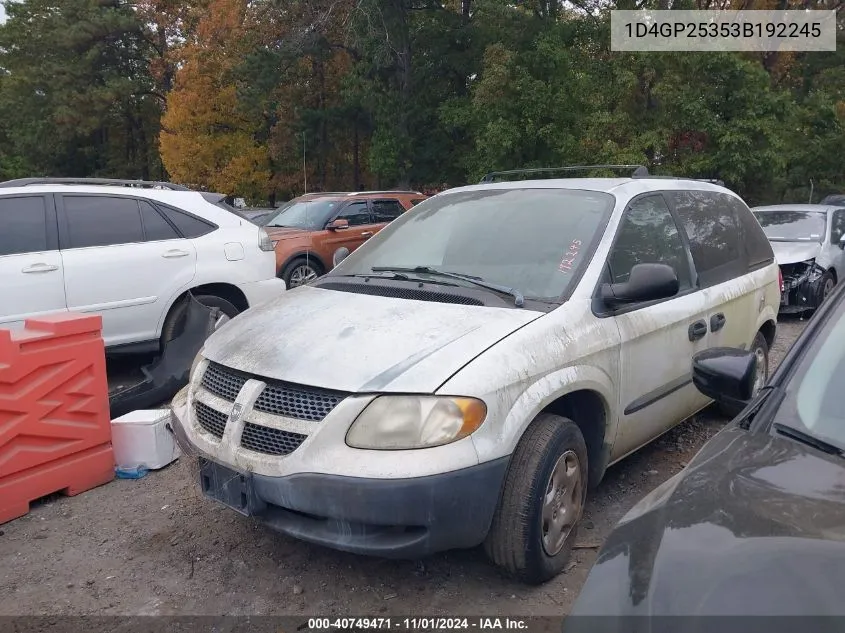 2003 Dodge Caravan Se VIN: 1D4GP25353B192245 Lot: 40749471