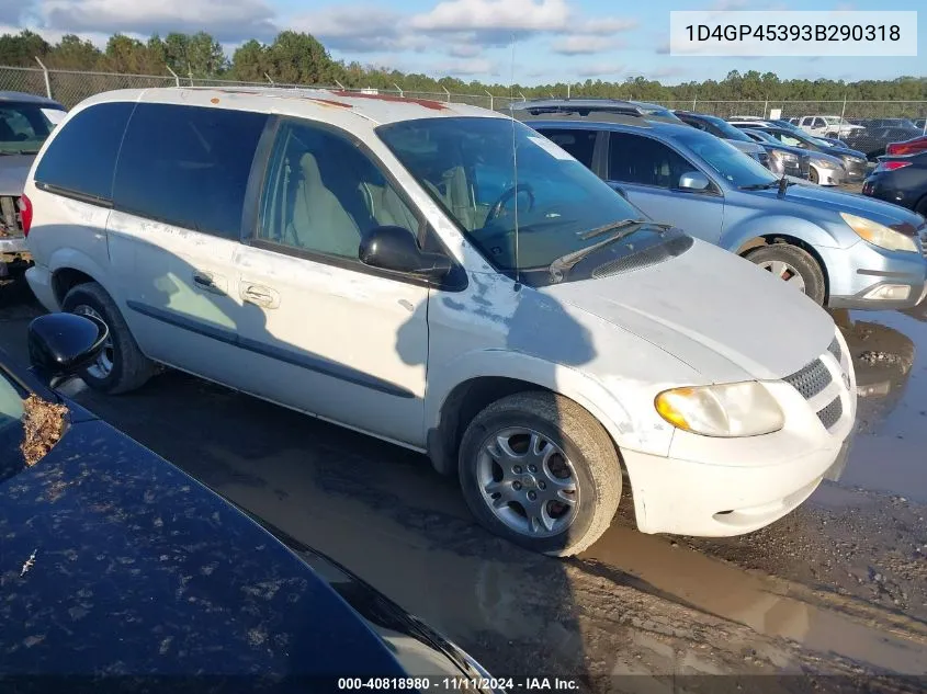 2003 Dodge Caravan Sport VIN: 1D4GP45393B290318 Lot: 40818980