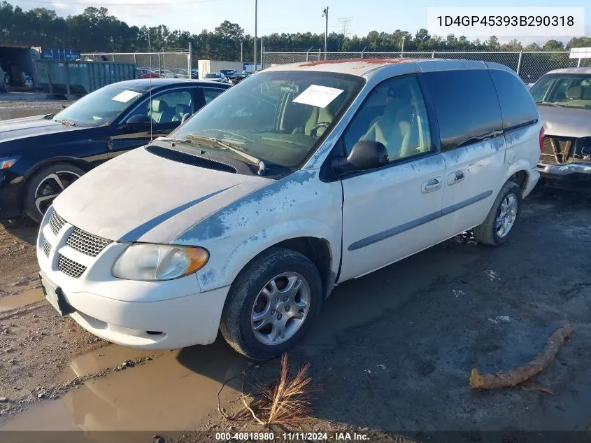 2003 Dodge Caravan Sport VIN: 1D4GP45393B290318 Lot: 40818980